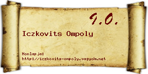 Iczkovits Ompoly névjegykártya